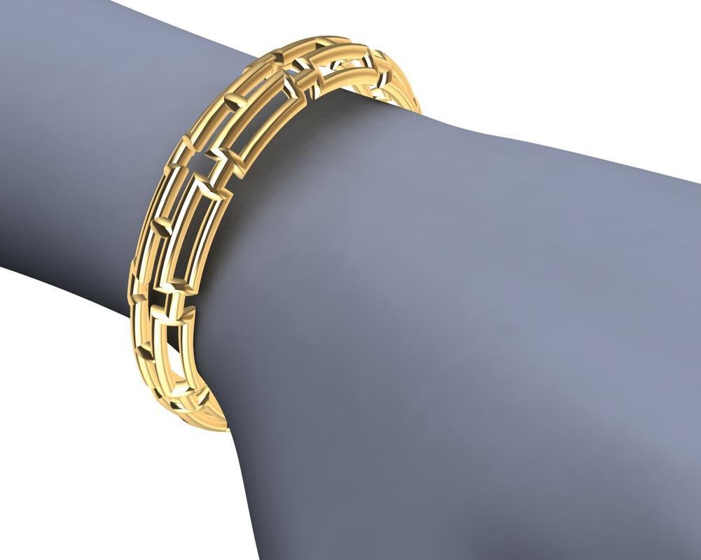 Bracelet jonc rectangulaire en or jaune 10 carats à 20 cercles en vente 2