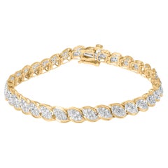 10K Yellow Gold 2.00 Carat Round-Cut Diamond Link 7.5" Bracelet