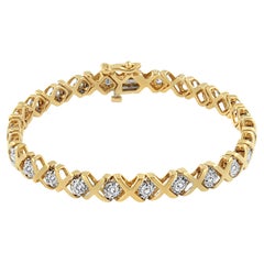 10K Yellow Gold 2.00 Carat Round-Cut Diamond "X" Link Tennis Bracelet