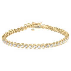 Pulsera de oro amarillo de 10 quilates con diamantes talla redonda de 2,00 qt y eslabón en S de 7 pulgadas