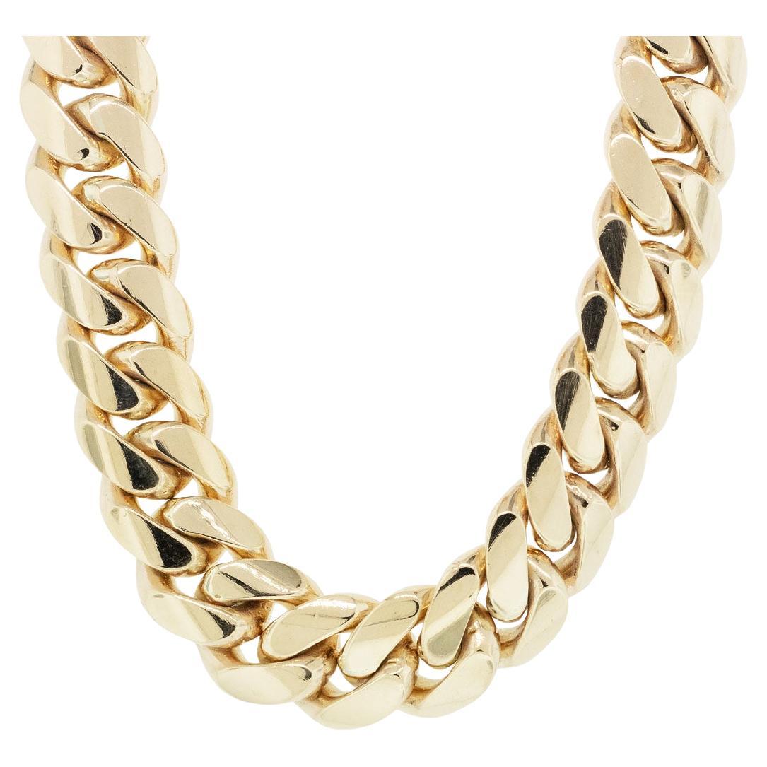 10k Yellow Gold 20mm Cuban Link 22 inch Chain Necklace For Sale