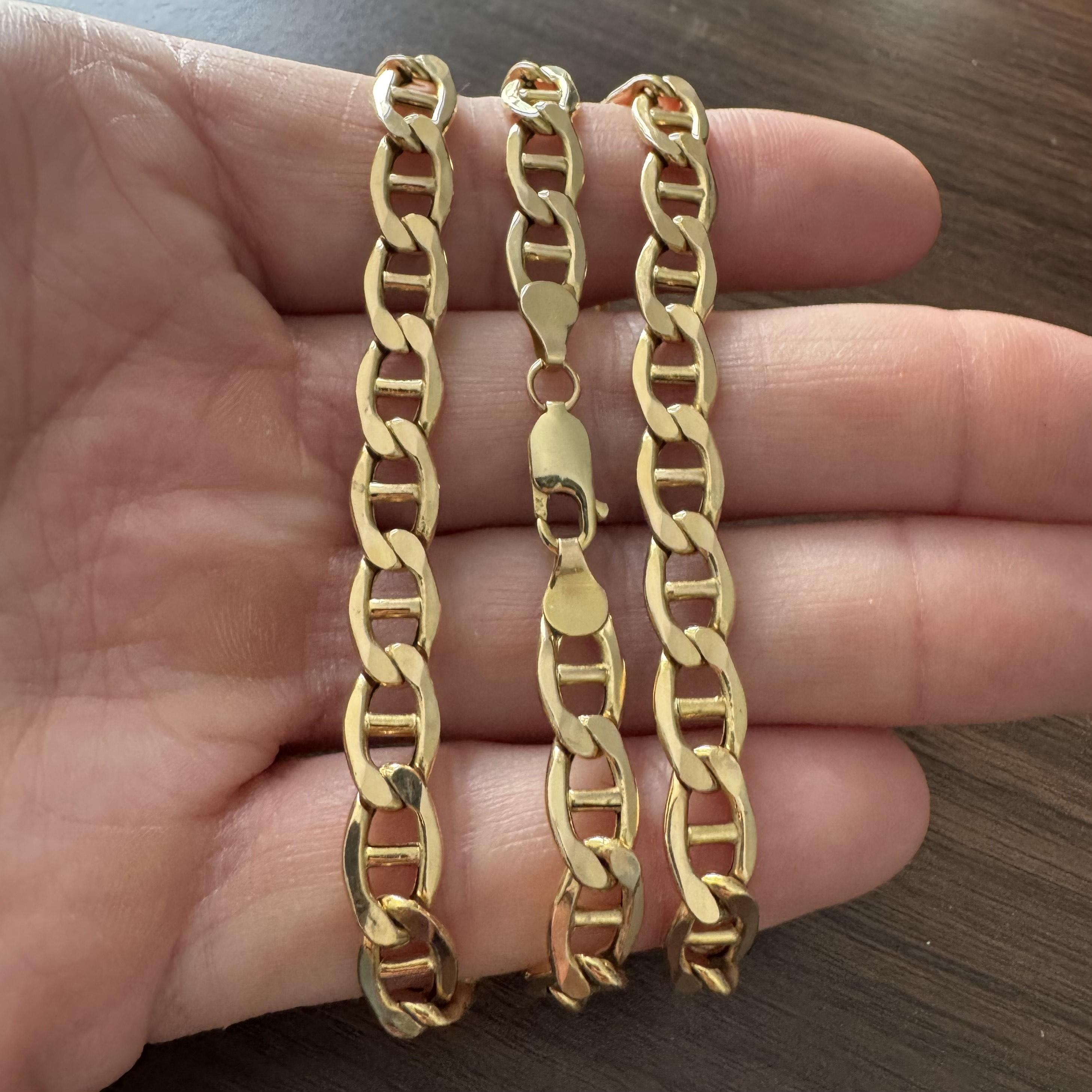 Condition:  Excellent Condition, Professionally Cleaned and Polished
Metal:  10k Gold (Marked, and Professionally Tested)
Weight:  21.4g
Length:  24 Inches
Width:  8mm
Closure:  Lobster Claw
Markings:  