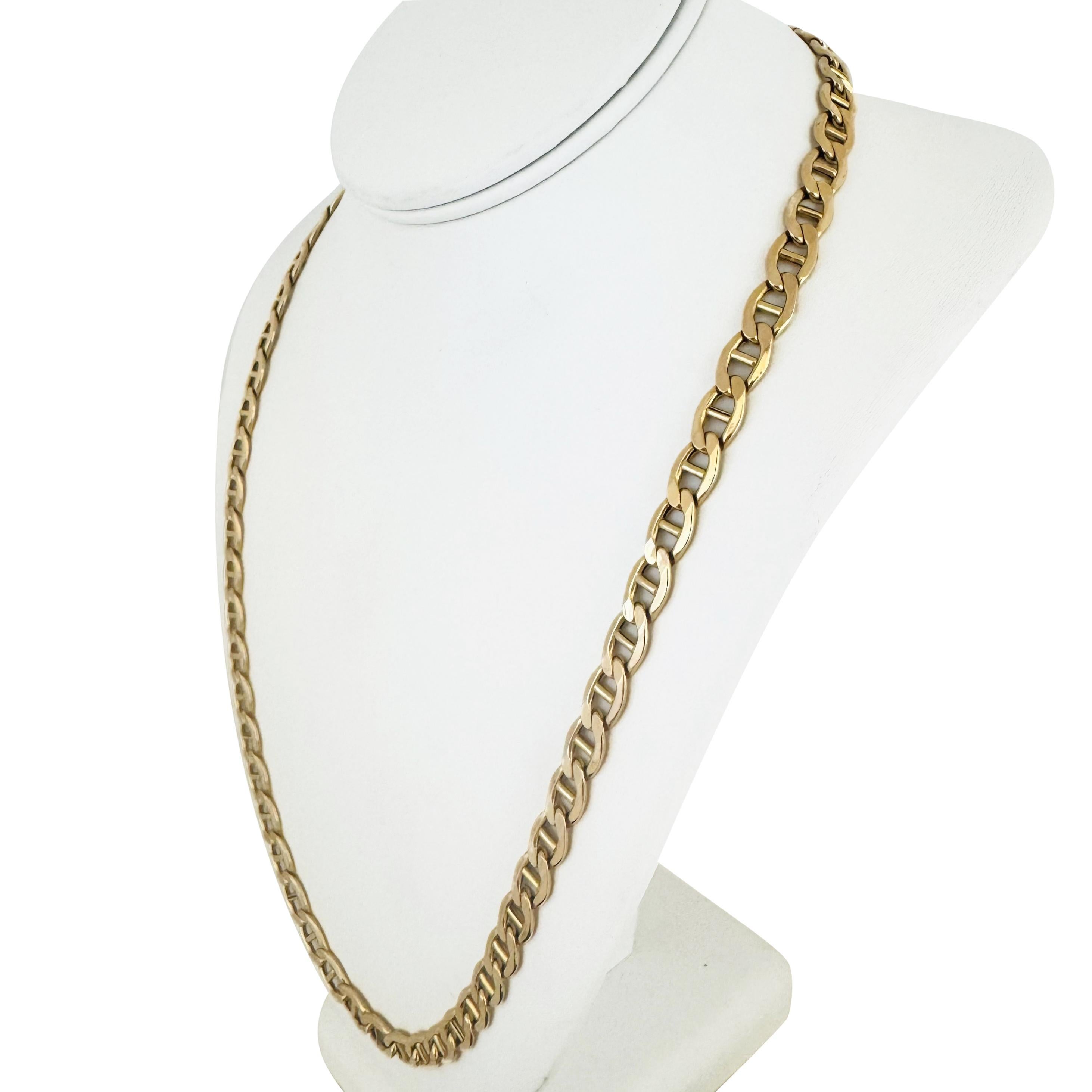 10k Yellow Gold 21.4g Hollow Polished 8mm Mariner Link Chain Necklace Italy 24