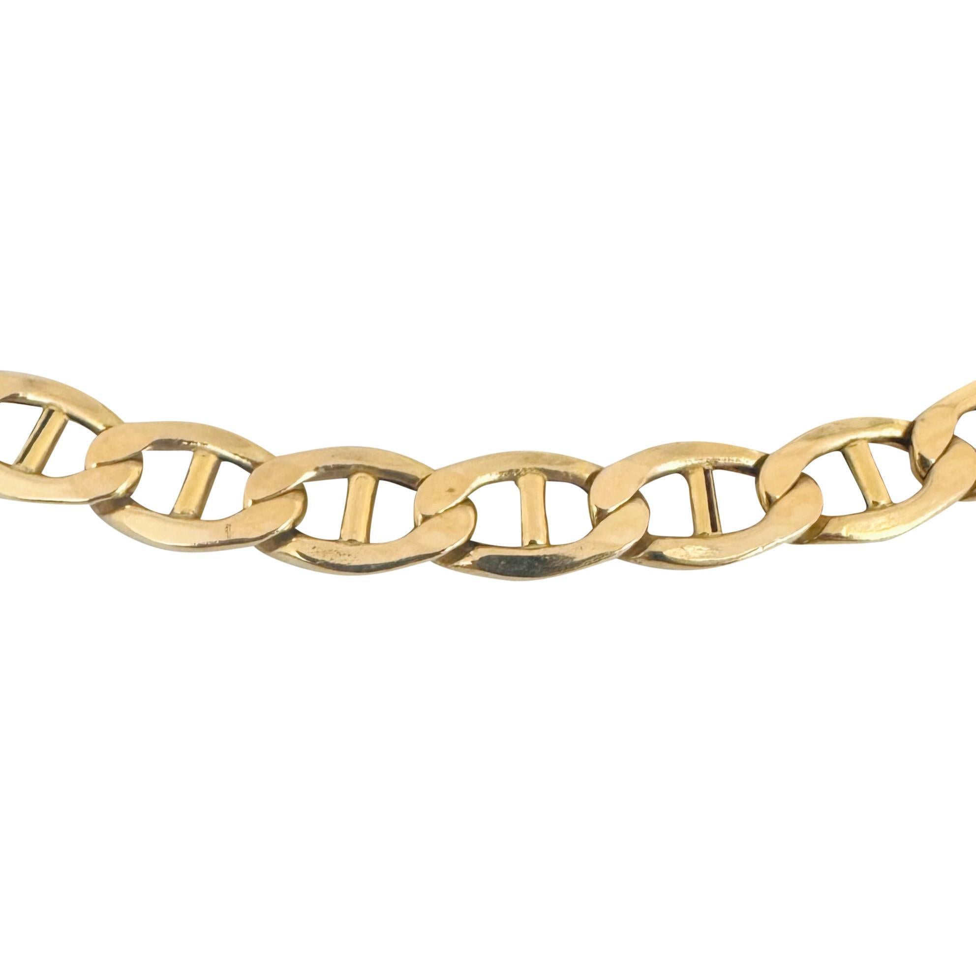Women's 10k Yellow Gold 21.4g Hollow Polished 8mm Mariner Link Chain Necklace Italy 24