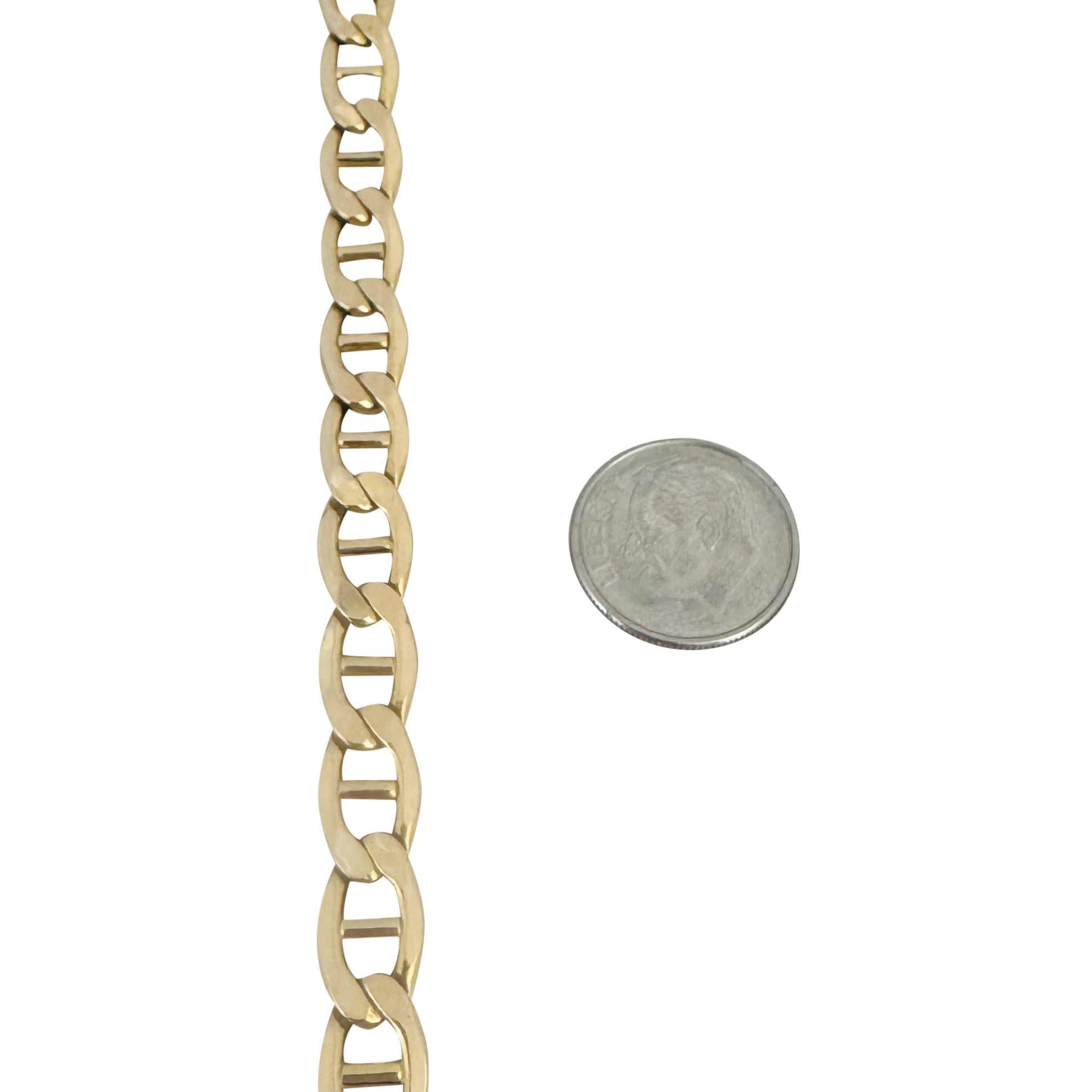 10k Yellow Gold 21.4g Hollow Polished 8mm Mariner Link Chain Necklace Italy 24