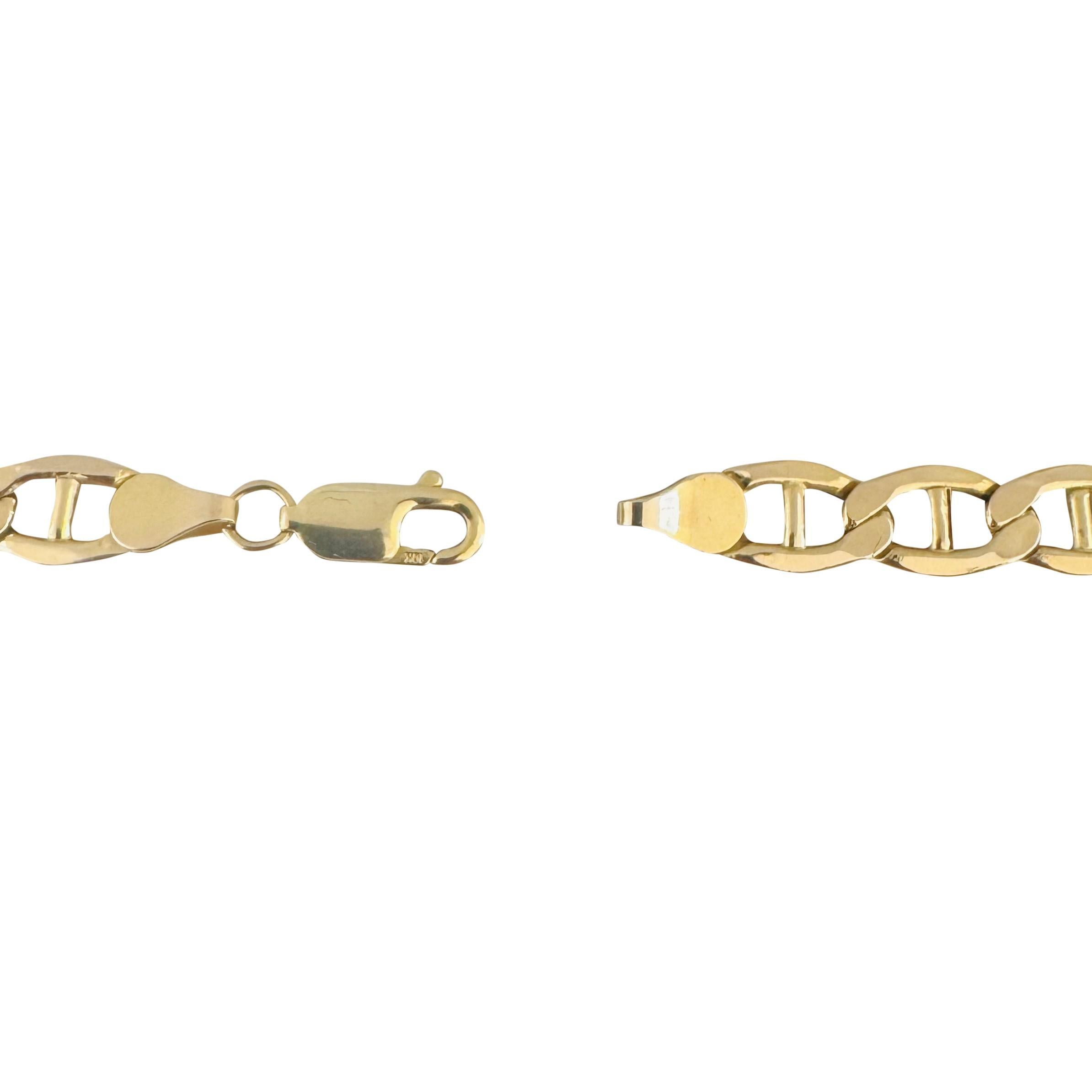 10k Yellow Gold 21.4g Hollow Polished 8mm Mariner Link Chain Necklace Italy 24