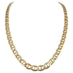 10k Yellow Gold 21.4g Hollow Polished 8mm Mariner Link Chain Necklace Italy 24"
