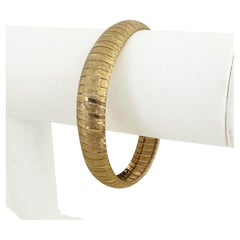 10k Yellow Gold 21.5g Vintage Textured 11mm Omega Link Bracelet Italy 7.25"