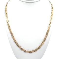 10k Yellow Gold 25" Flat Mariner Link Chain Necklace w/ Lobster Claw Clasp