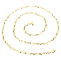 10k Yellow Gold 25" Flat Mariner Link Chain Necklace w/ Lobster Claw Clasp