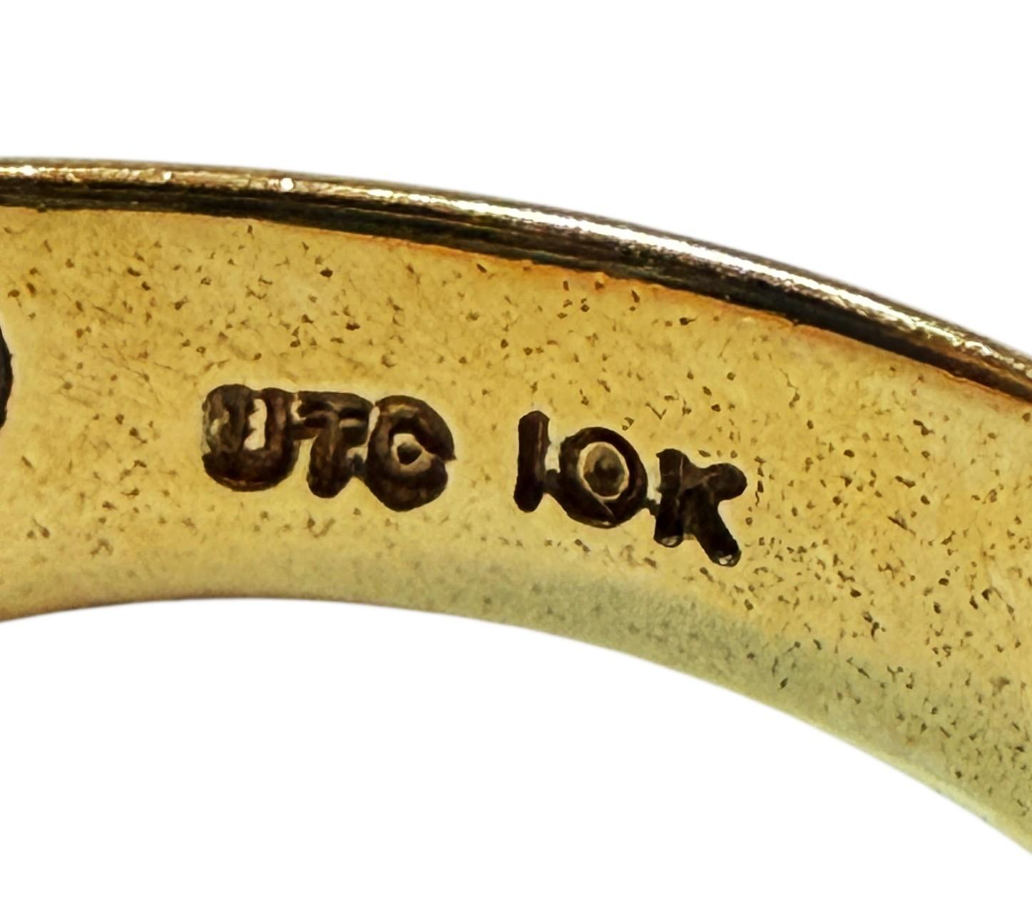 Anillo de oro amarillo de 10 quilates con topacio azul de Londres de 2,54 quilates y esmalte azul talla diamante en venta 6