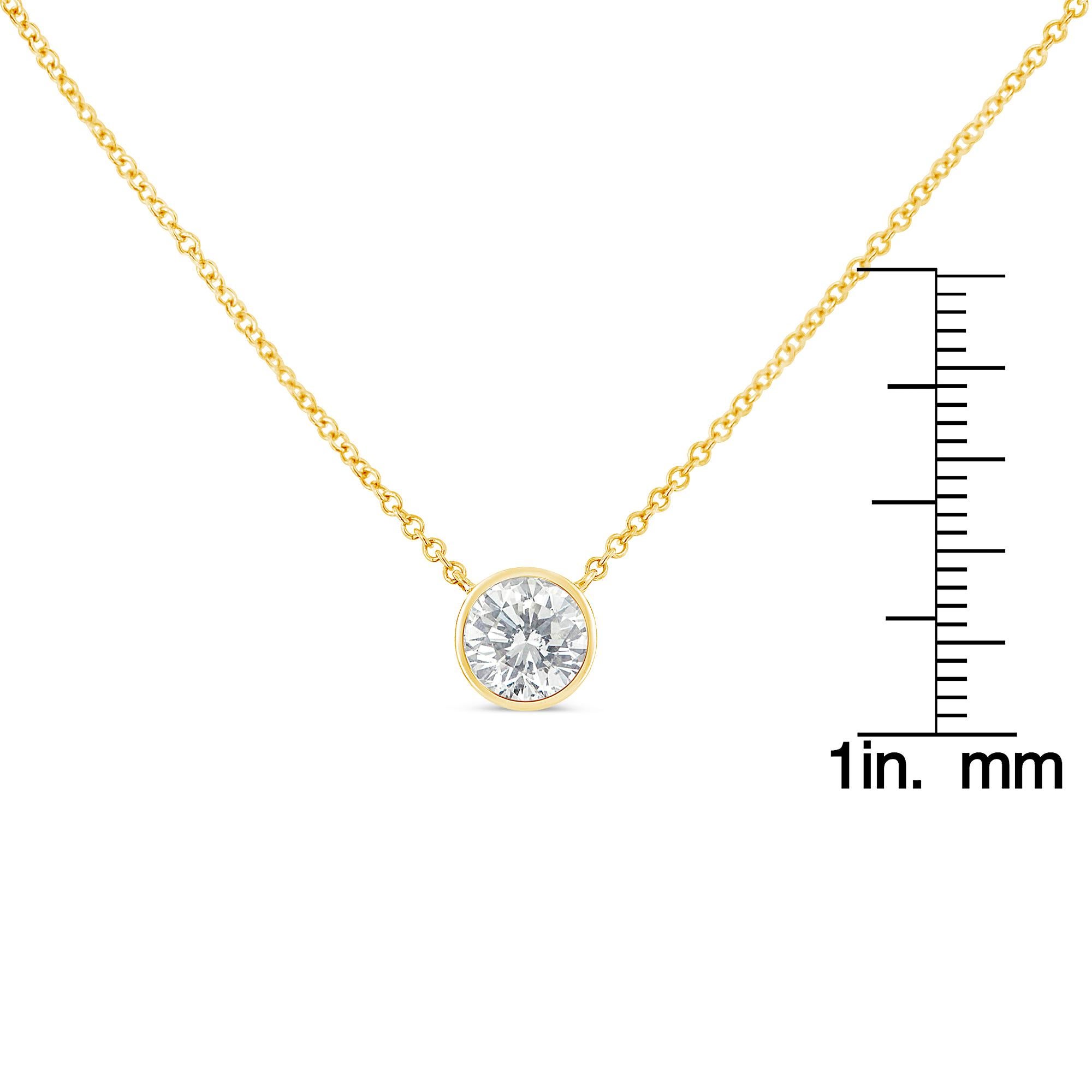 Women's 10k Yellow Gold 3/10 Carat Diamond Bezel-Set Solitaire Pendant Necklace