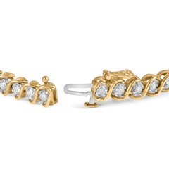 10K Yellow Gold 3 cttw Round-Cut Diamond Spiral Link 7.50" Bracelet