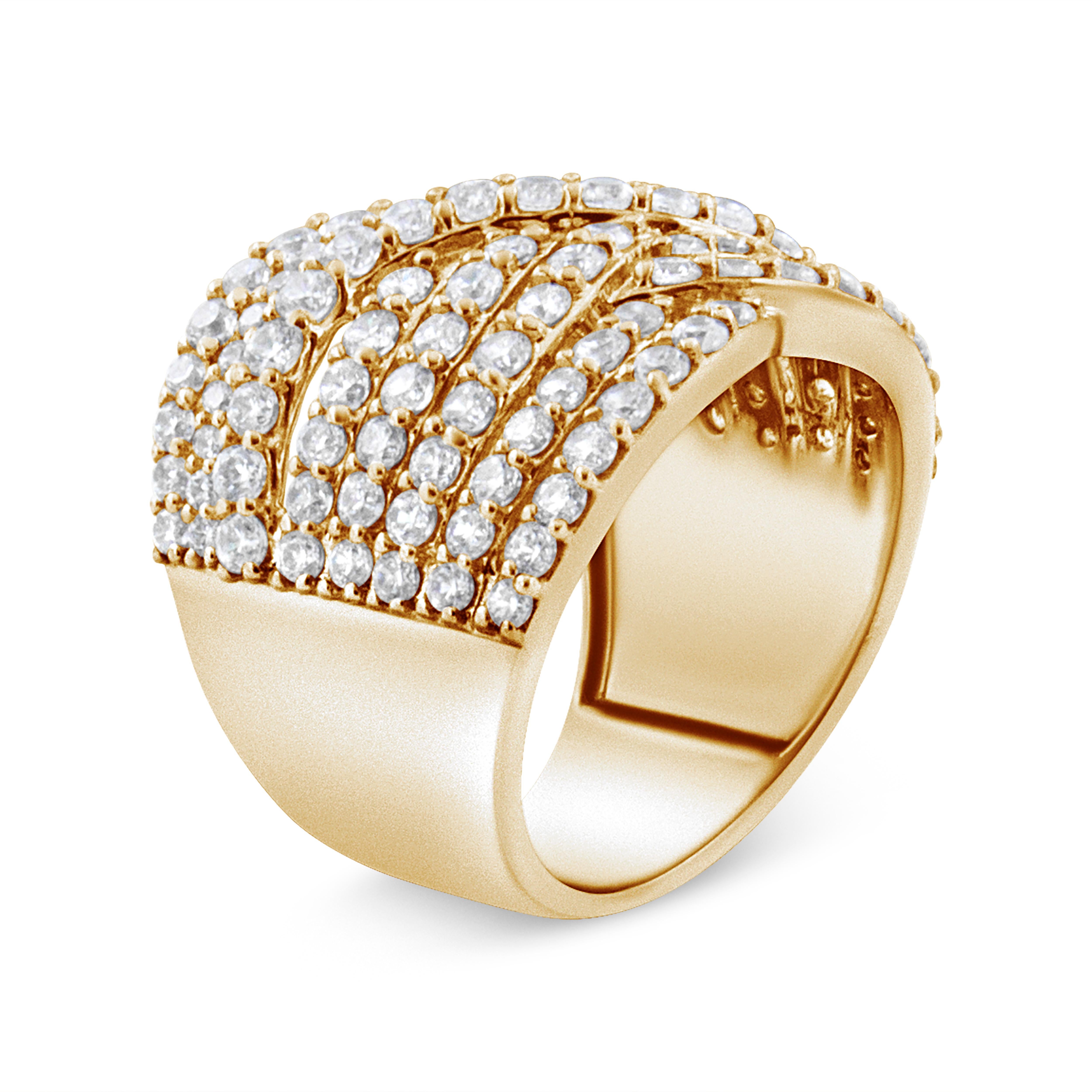 Contemporary 10K Yellow Gold 3.0 Carat Diamond Eight-Row Bypass Crossover Statement Band Ring
