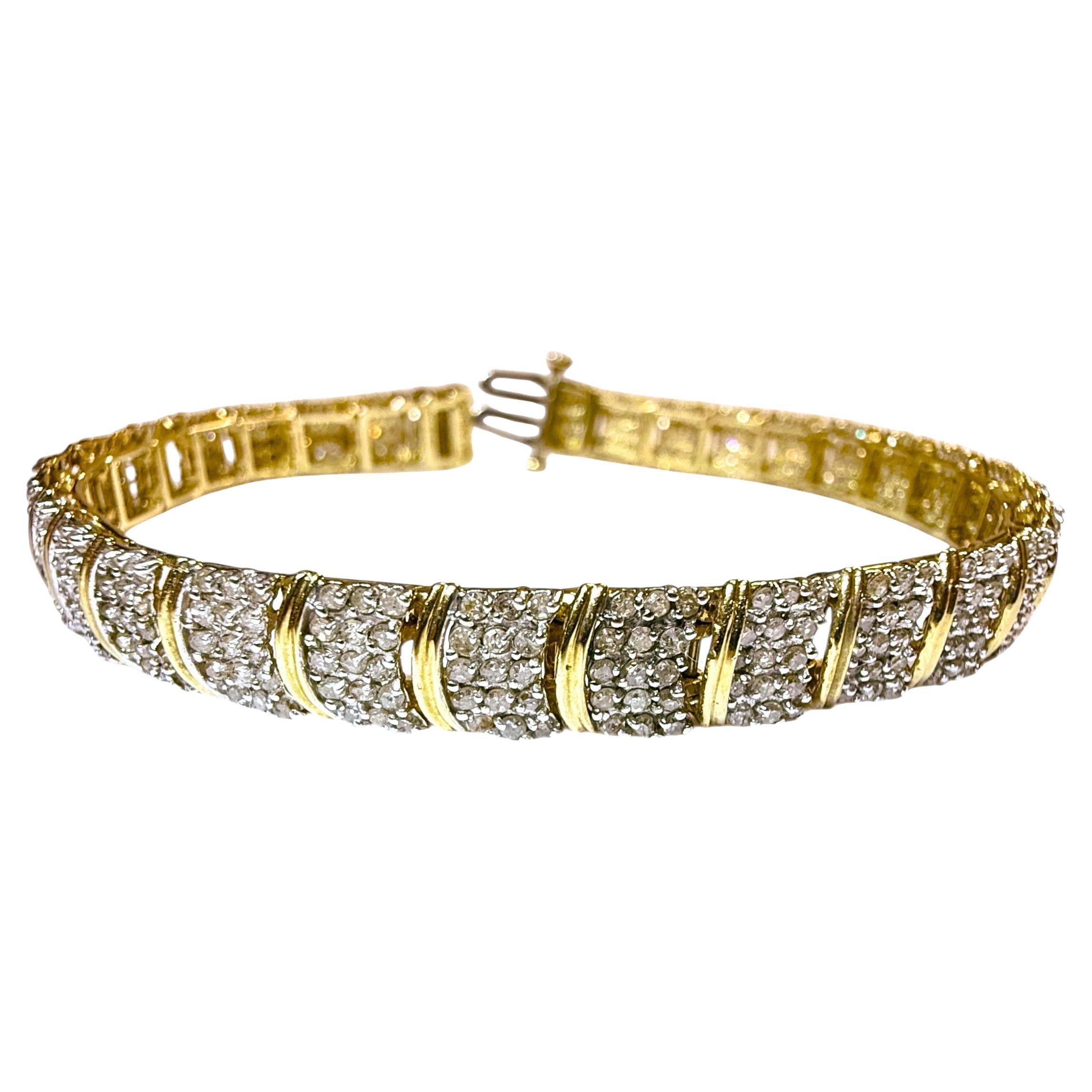 10K Yellow Gold 3.0 Carat Diamond JAFA Tennis Bracelet 6.75 Inches in vendita