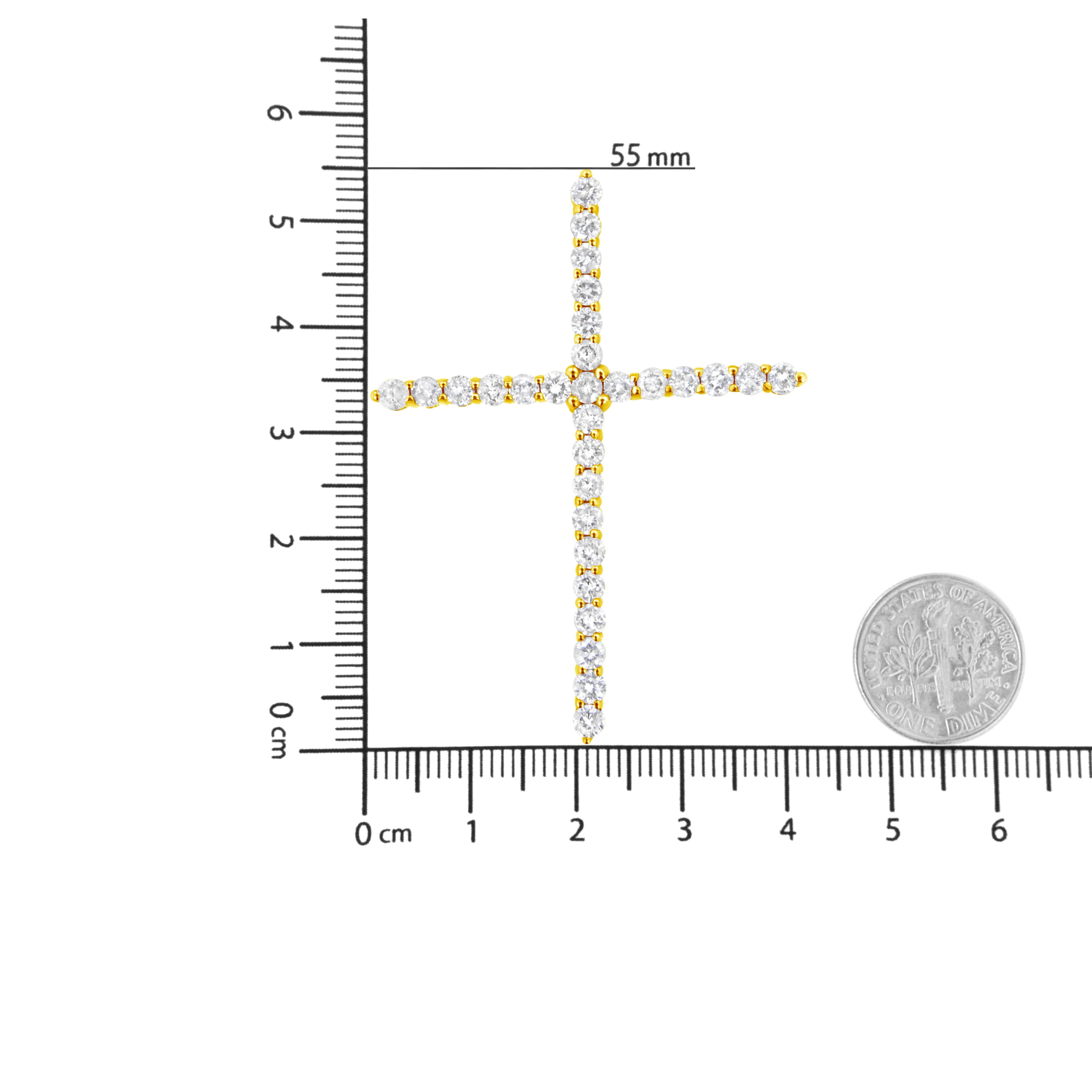 10K Gelbgold 3.0 Karat Rundschliff Diamant Kreuz Anhänger Halskette im Angebot 1