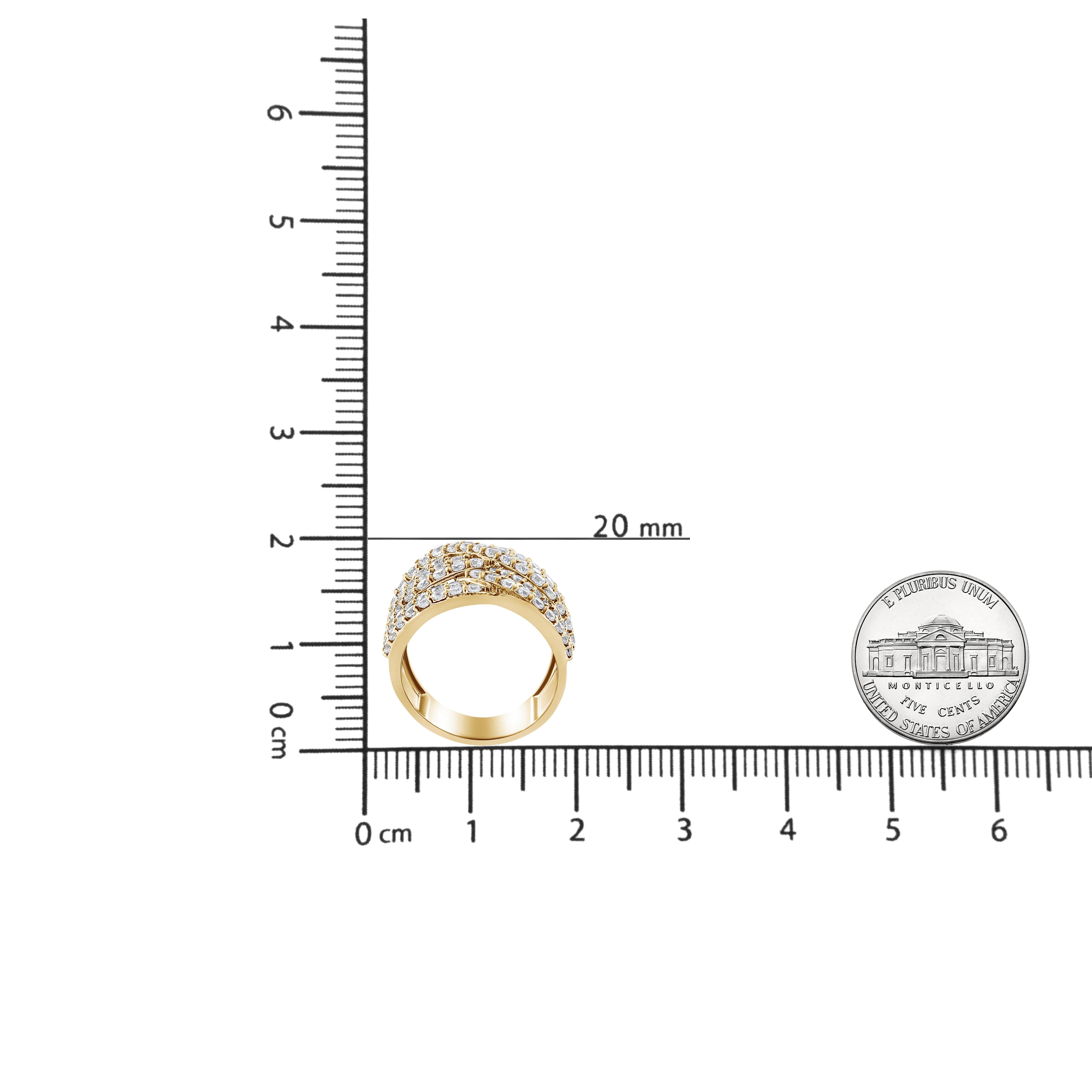 En vente :  Bague en or jaune 10K 3.0 Cttw Diamond Eight-Row Bypass Crossover Statement Band 4