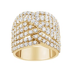 10K Yellow Gold 3.0 Cttw Diamond Eight-Row Bypass Crossover Statement Band Ring