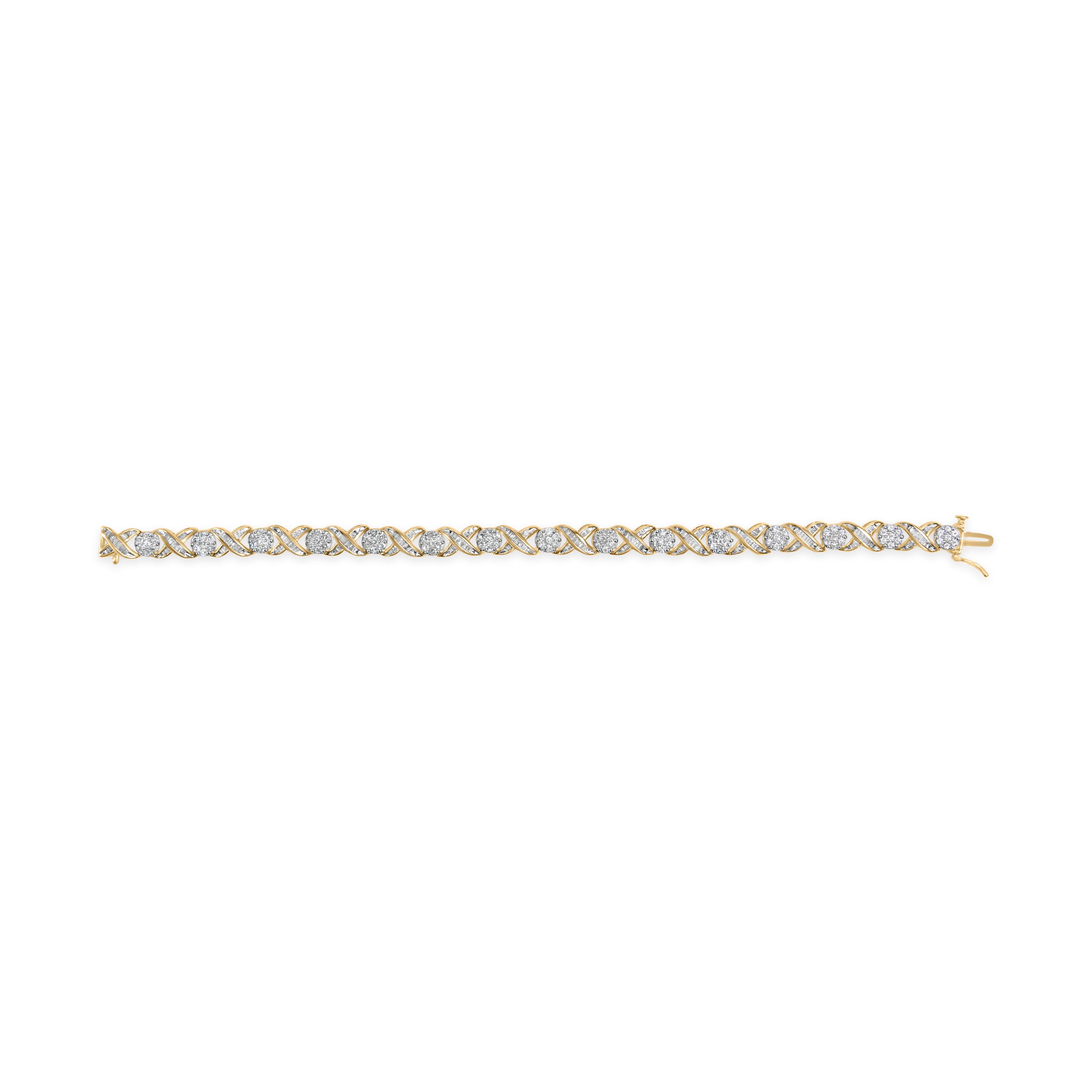 Round Cut 10K Yellow Gold 3.00 Cttw Diamond 'XOXO' Floral Design 7.50