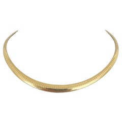 10k Gelbgold 30,3g massive abgestufte Omega-Gliederhalskette Italien 17"