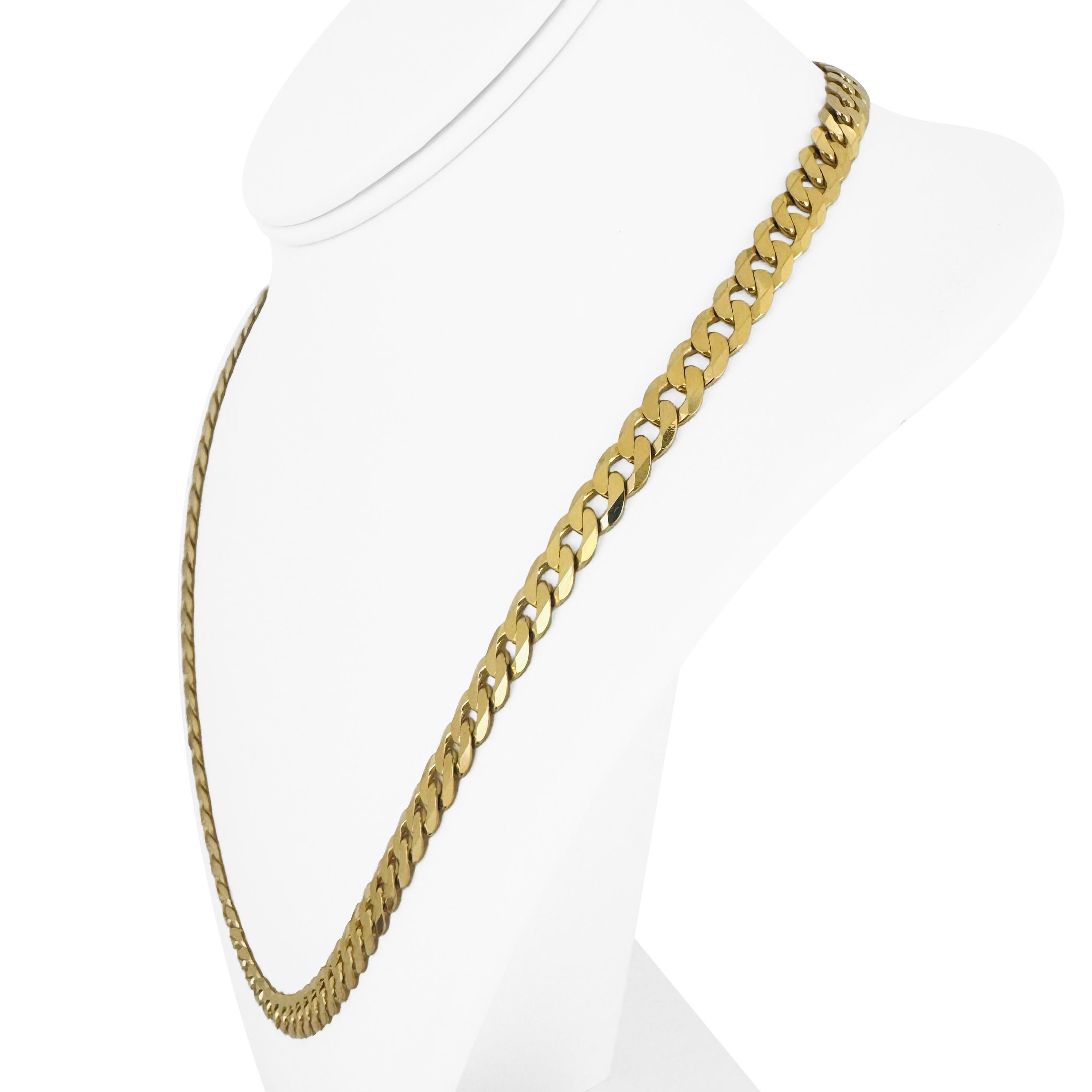 10k Yellow Gold 35.9g Solid Heavy 7.5mm Curb Link Chain Necklace Italy 22