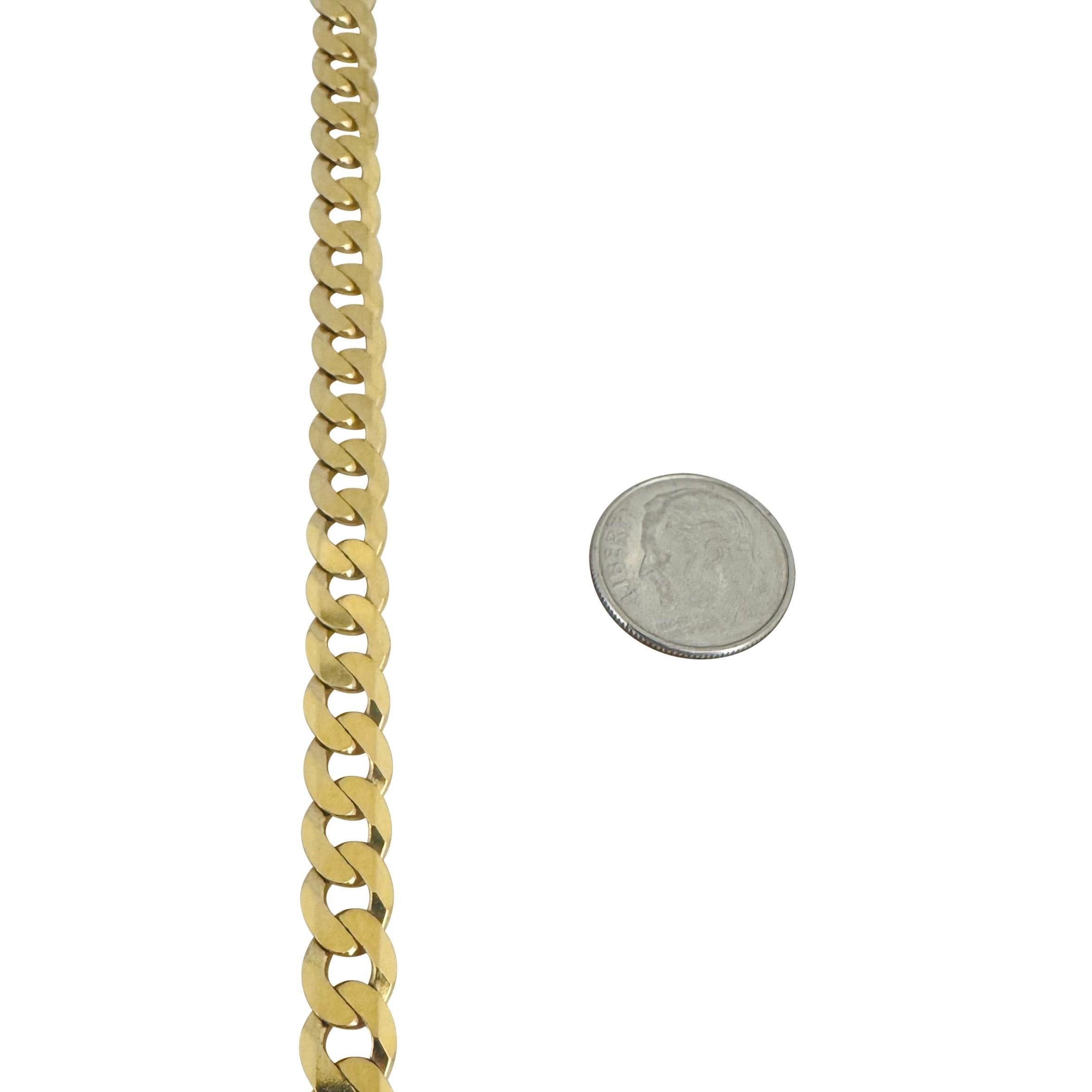 10k Yellow Gold 35.9g Solid Heavy 7.5mm Curb Link Chain Necklace Italy 22