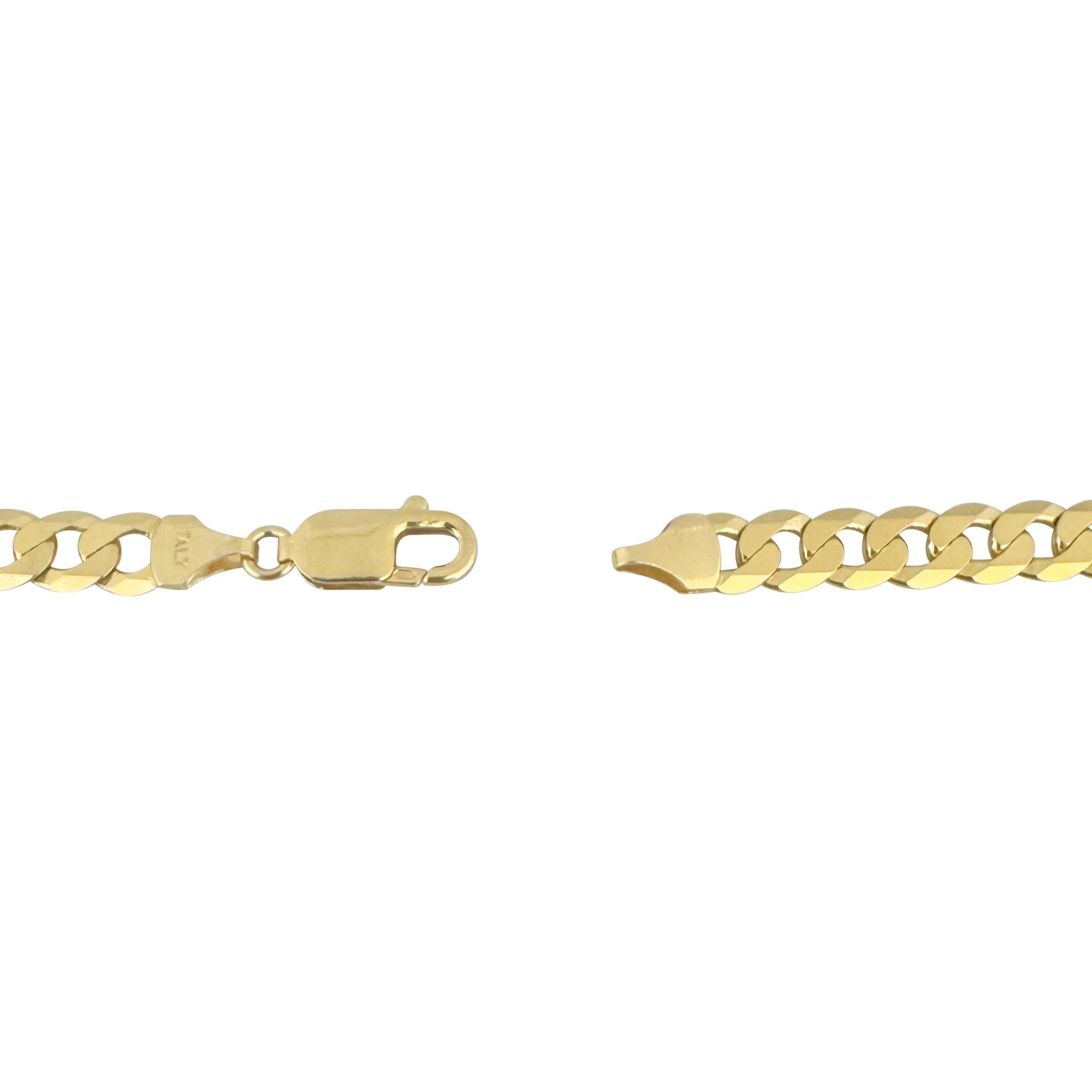 10k Yellow Gold 35.9g Solid Heavy 7.5mm Curb Link Chain Necklace Italy 22