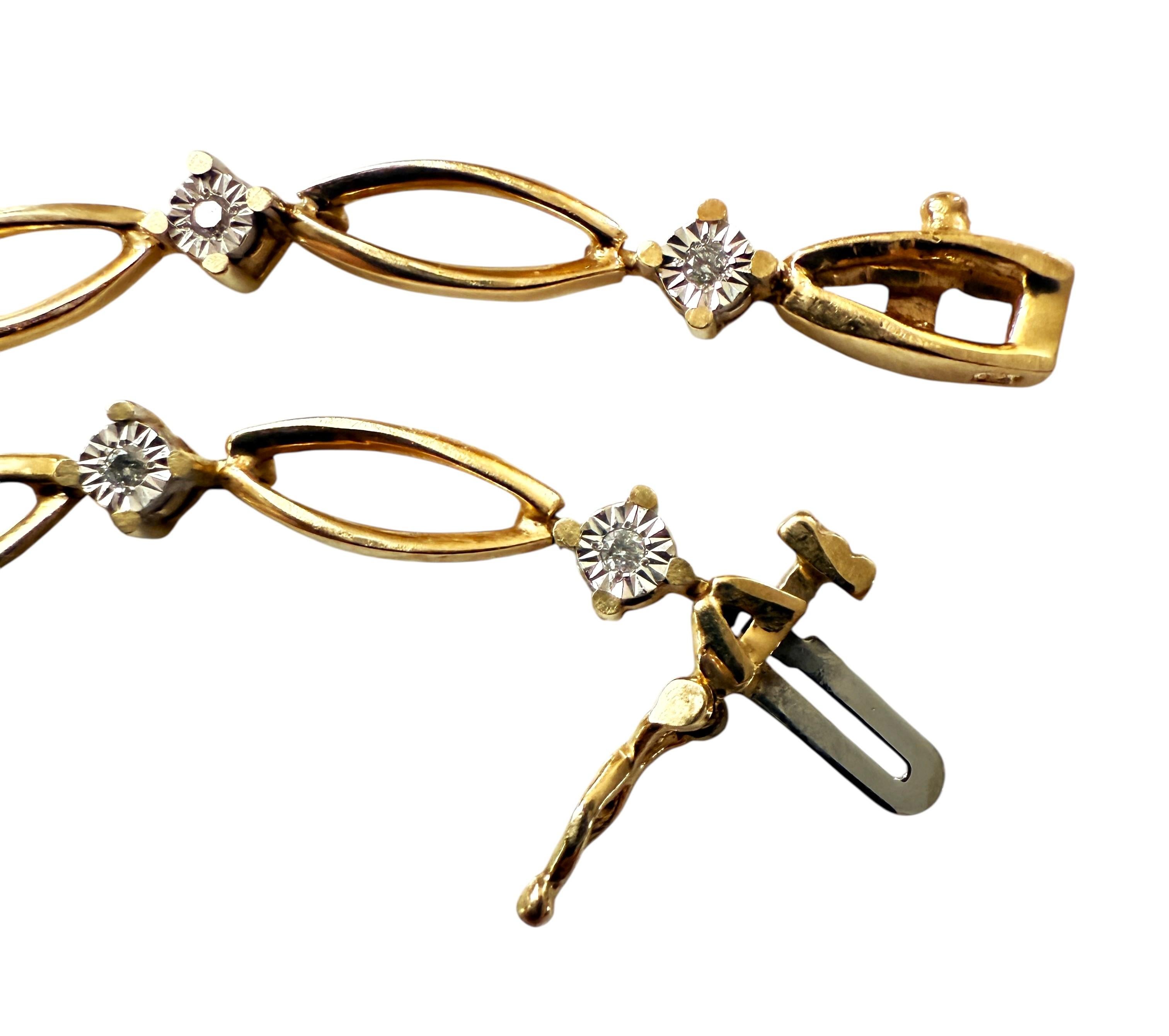 Taglio brillante Bracciale A Link in oro giallo 10K con 12 diamanti da 36 carati, 7,25 pollici in vendita