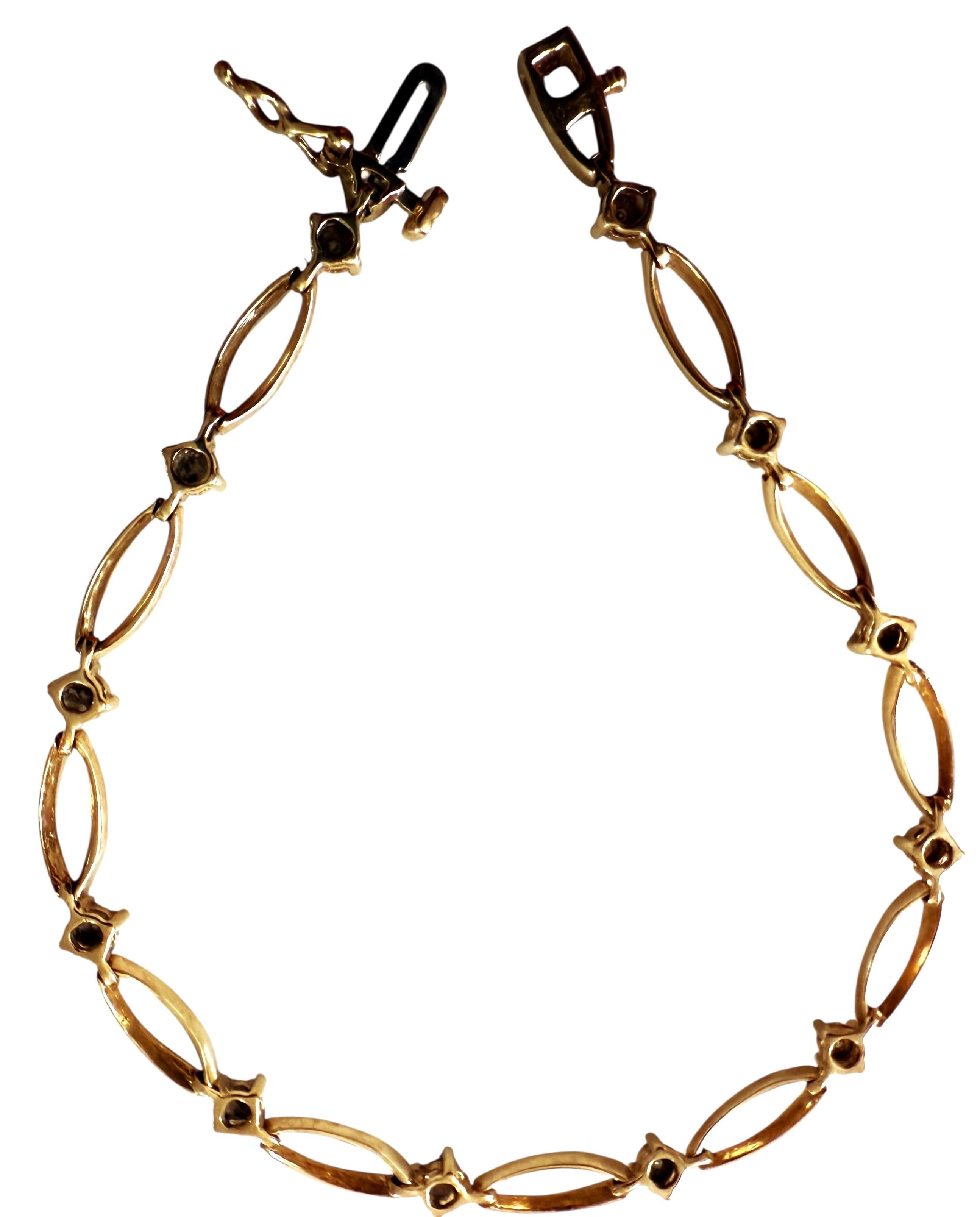 Bracciale A Link in oro giallo 10K con 12 diamanti da 36 carati, 7,25 pollici In condizioni ottime in vendita a Eagan, MN