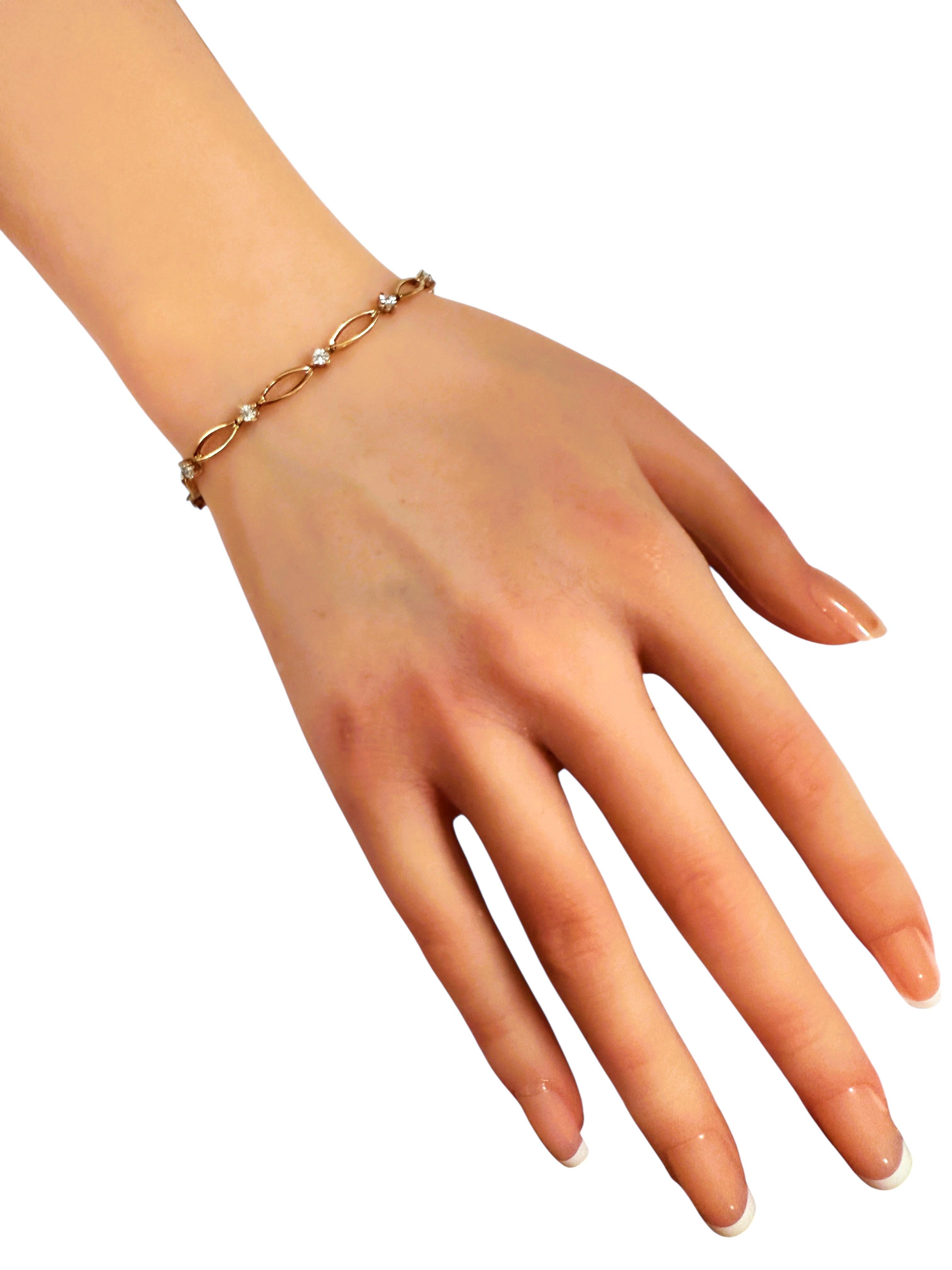 Bracciale A Link in oro giallo 10K con 12 diamanti da 36 carati, 7,25 pollici in vendita 1