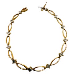 Bracciale A Link in oro giallo 10K con 12 diamanti da 36 carati, 7,25 pollici