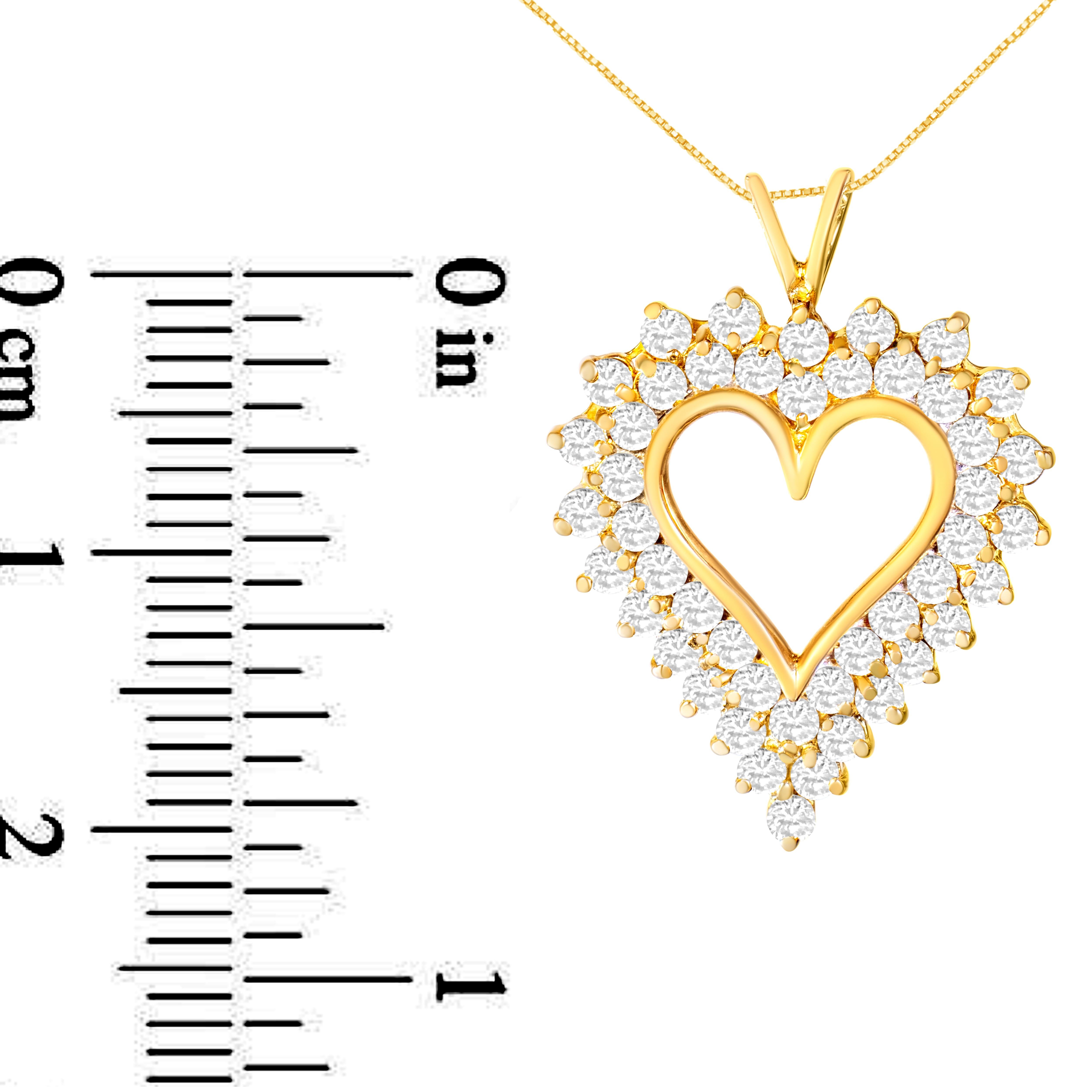 Collier pendentif cœur ouvert en or jaune 10 carats et diamants Neuf - En vente à New York, NY