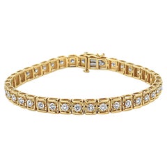 10K Yellow Gold 4.0 Carat Round-Cut Diamond Link Bracelet