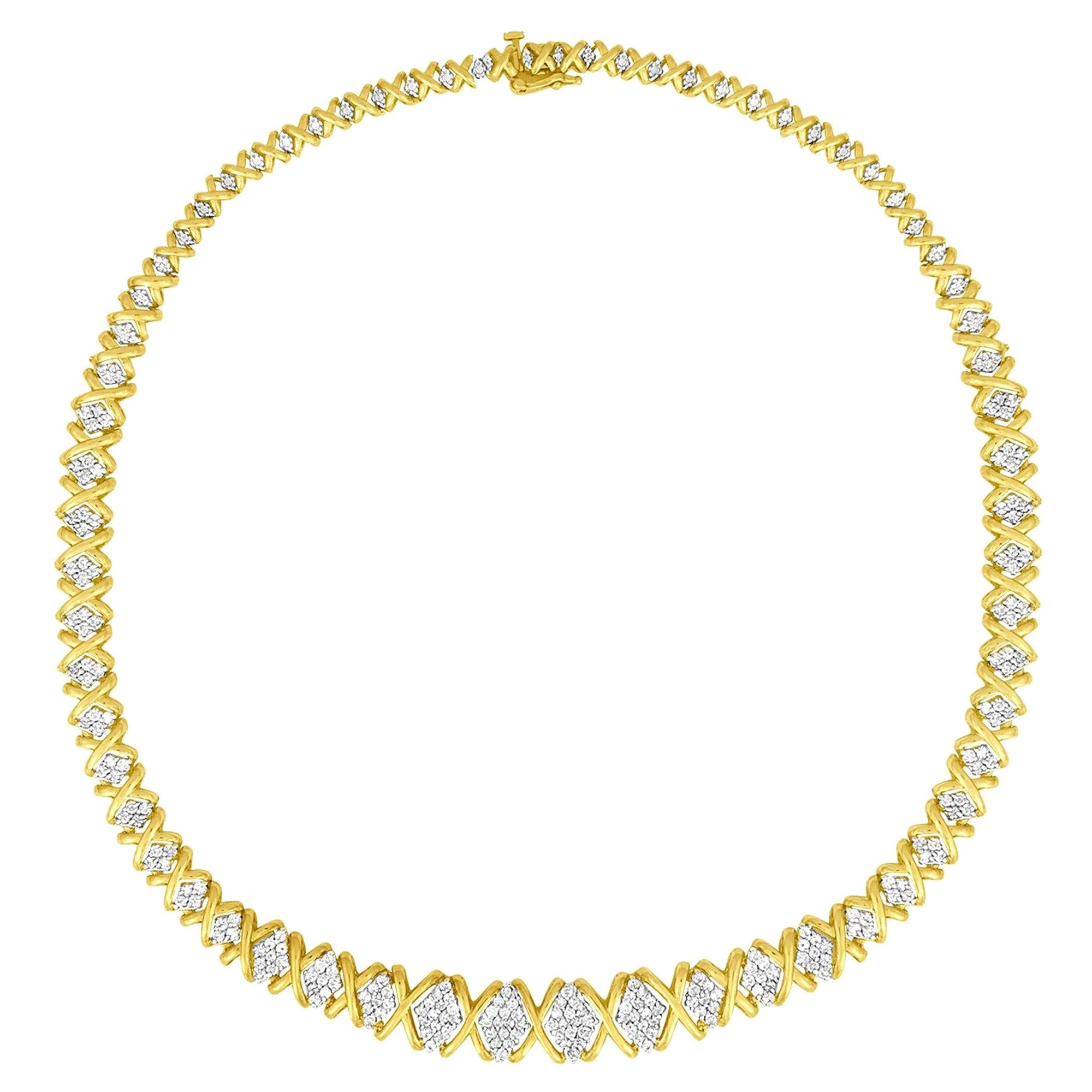 Collana in oro giallo 10K con diamanti tondi graduati da 4,0 carati