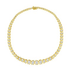 10K Yellow Gold 4.0 Cttw Diamond Graduating Riviera Statement Necklace