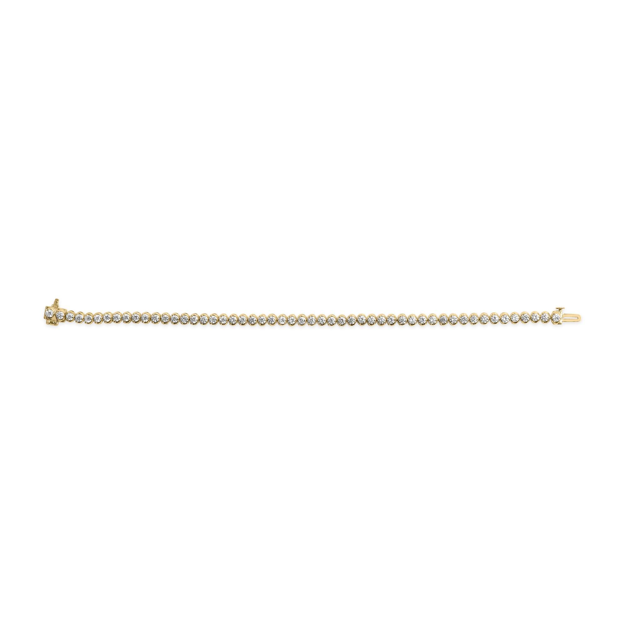 Brazalete de tenis de oro amarillo de 10 quilates con 4,0 qt de diamantes talla natural Moderno en venta