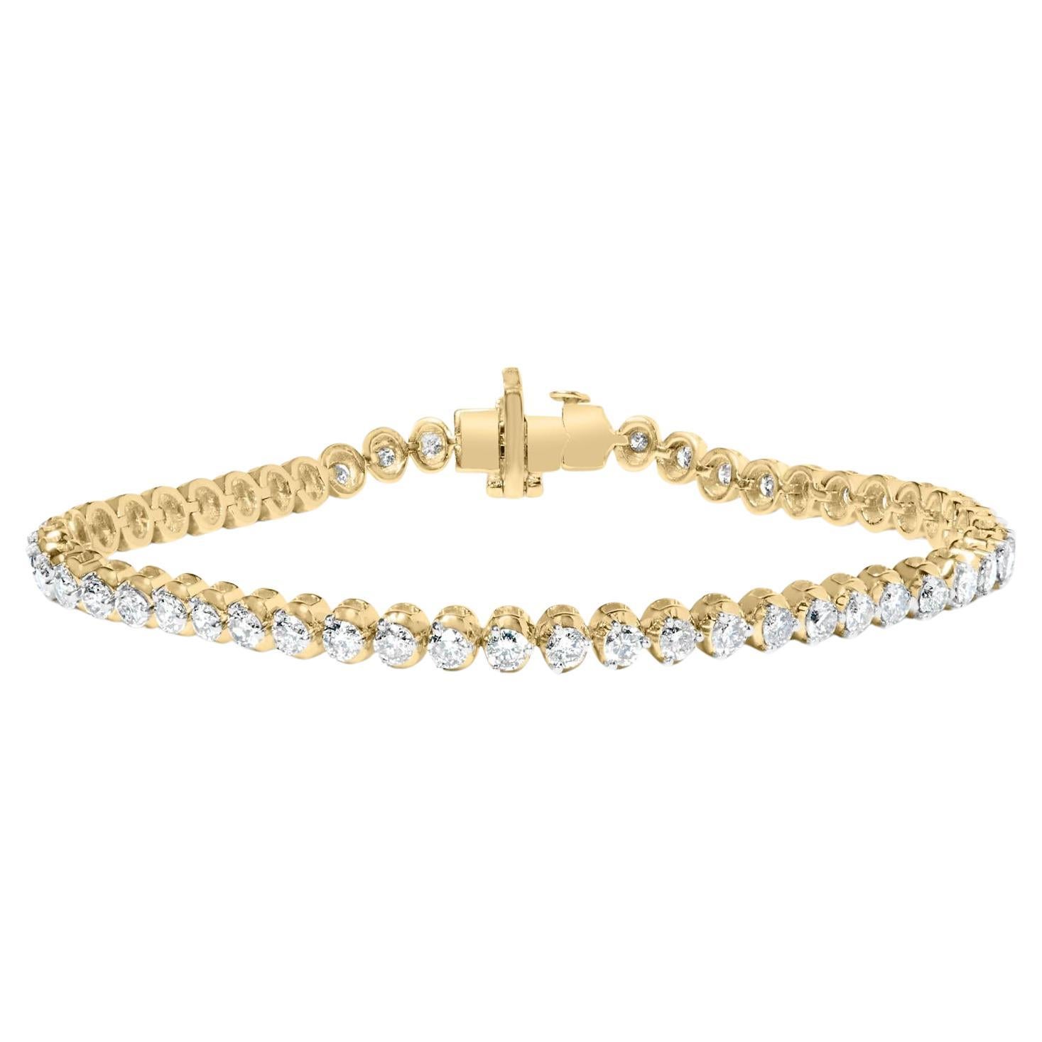 10K Yellow Gold 4.0 Cttw Natural Cut Diamond Tennis Bracelet