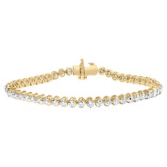 Brazalete de tenis de oro amarillo de 10 quilates con 4,0 qt de diamantes talla natural