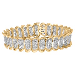 Bracelet 7" en or jaune 10K avec diamants pavés de 4,00 carats et maillons classiques