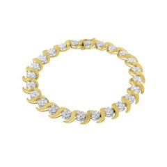 Bracciale A Link in oro giallo 10K con diamanti a taglio rotondo da 4,00 carati