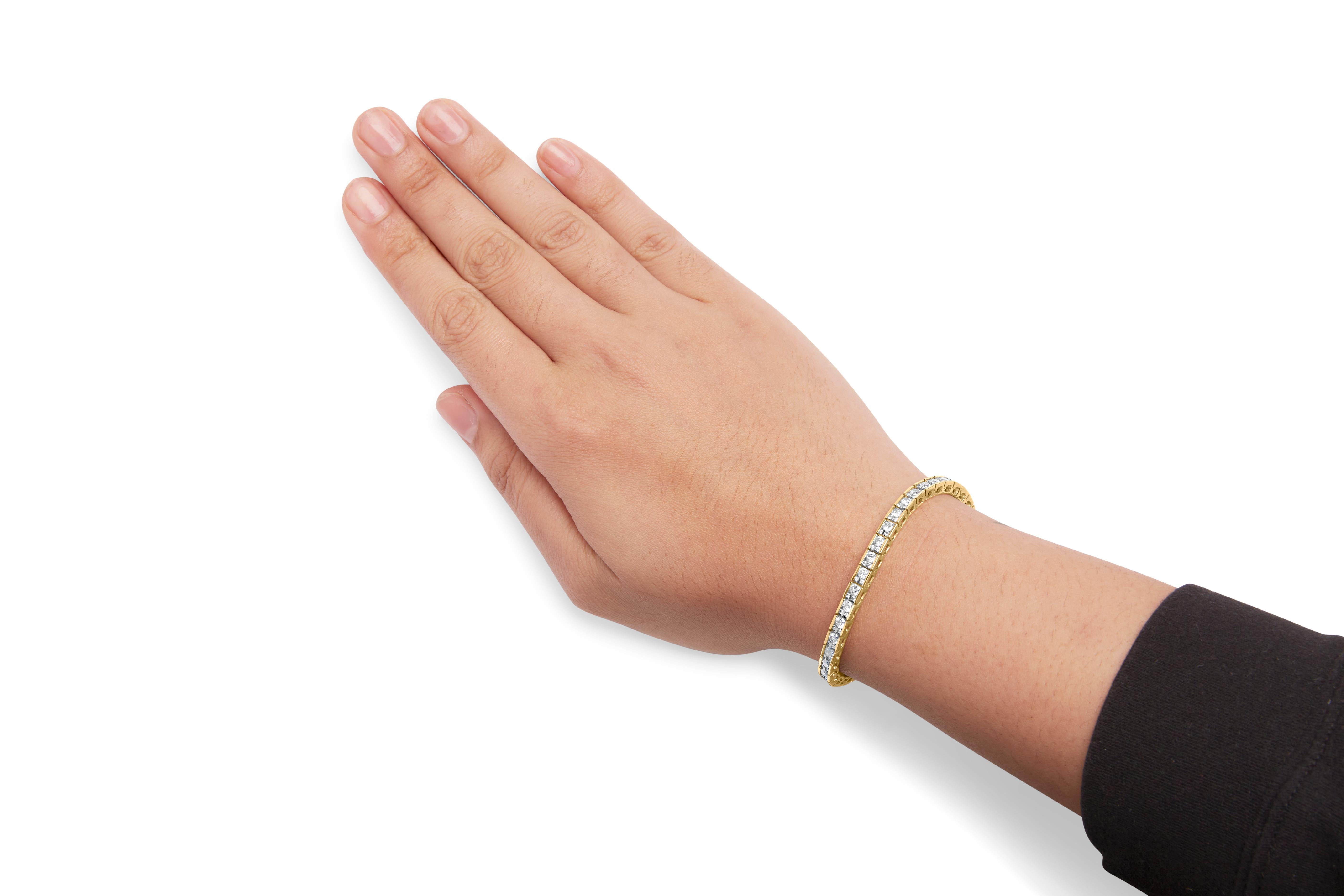 Women's 10K Yellow Gold 4.00 Cttw Channel Set Round Diamond Tennis 7