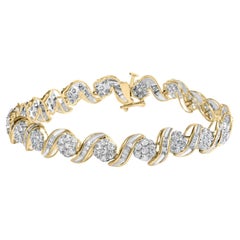 Or jaune 10K 4.00 Cttw Diamond Floral Design Spiral Link 7.50" (lien en spirale)