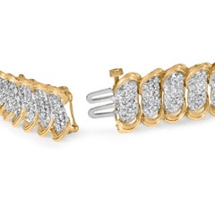 10K Yellow Gold 4.00 Cttw Pave Diamond Classic Link 7" Bracelet