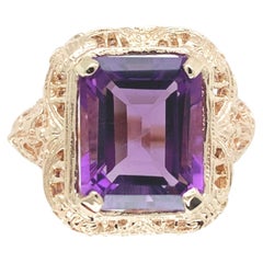Bague en or jaune 10K avec filigrane d'améthyste de 4,38 carats Taille 7,75
