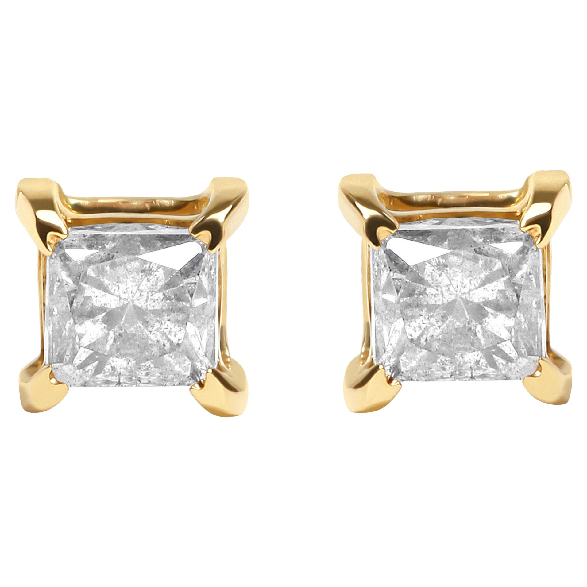 10K Gelbgold 5/8 Karat Diamant im Prinzessinnenschliff 4-Zinken Solitär-Ohrstecker