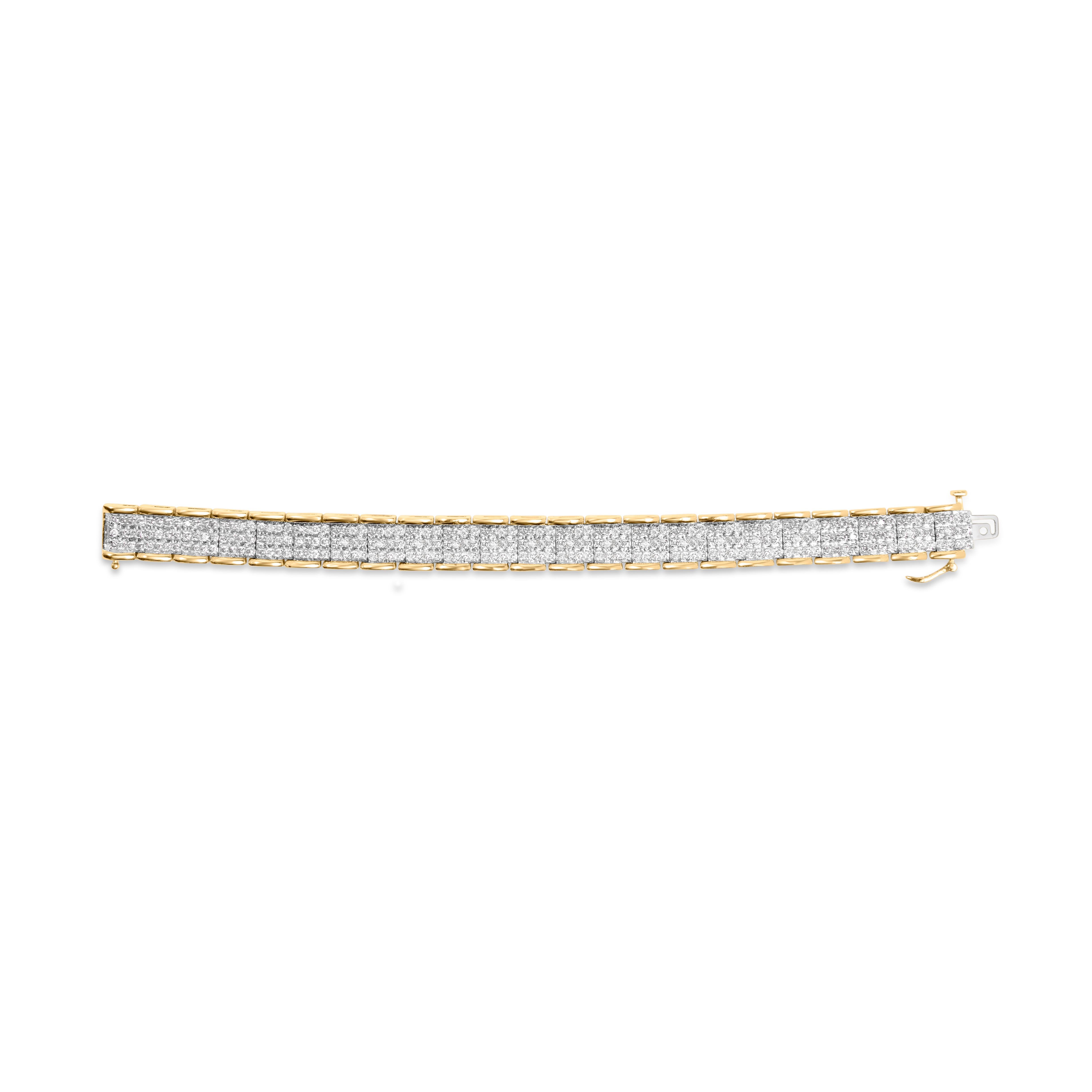 Taille ronde Bracelet en or jaune 10K à maillons en diamant taillé en rond de 5,00 Cttw, 7