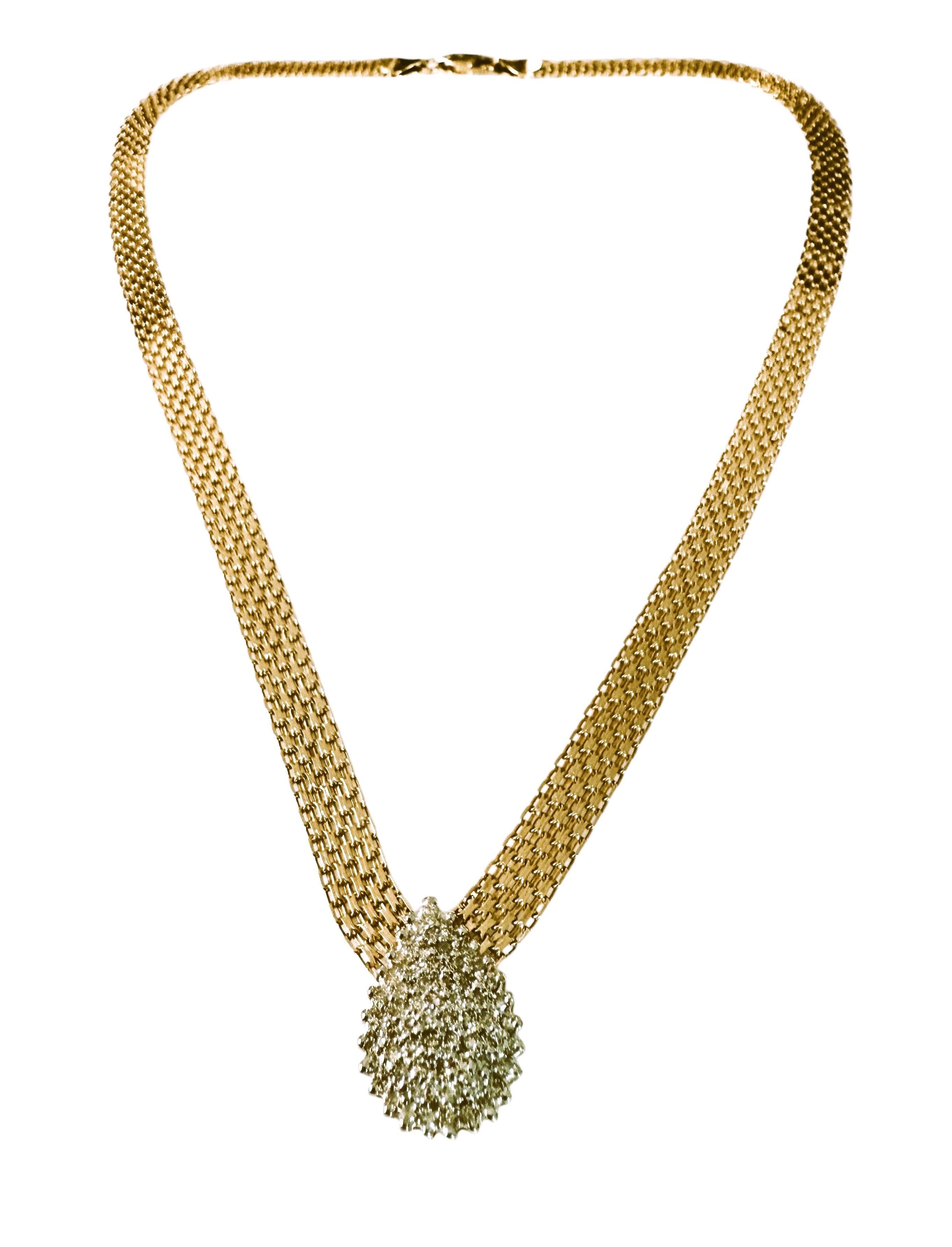 10K Gelbgold .61 Karat Diamant verkrustete Birne Cluster Anhänger Halskette 16