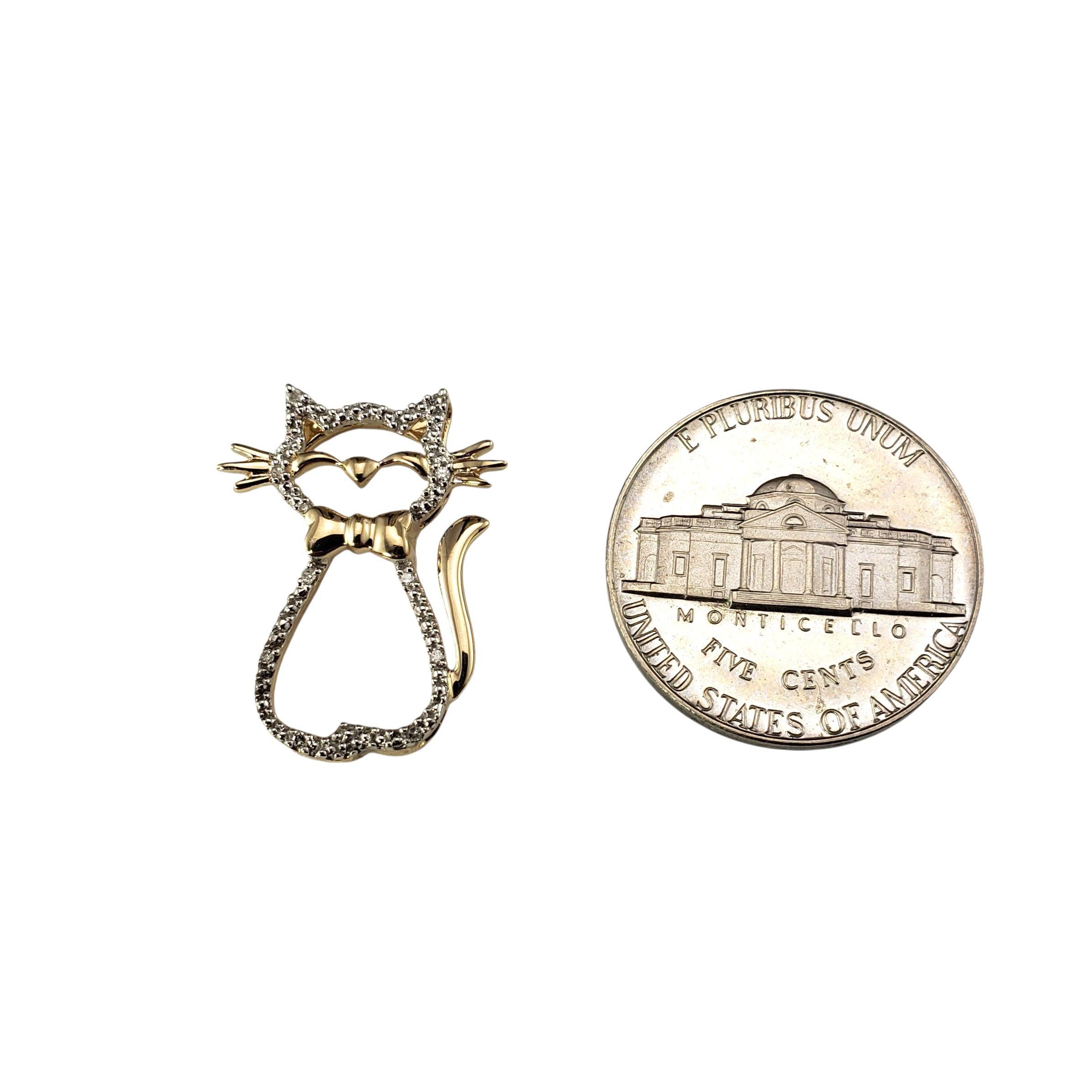 Pendentif chat en or jaune 10K et diamants #23014 Pour femmes en vente