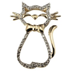10K Yellow Gold and Diamond Cat Pendant #23014