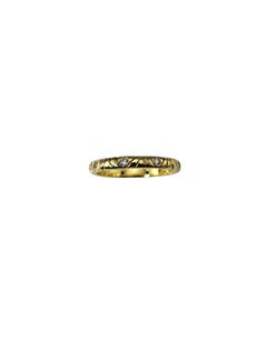 10K Yellow Gold and Diamond Textured Band Ring Size 8 #24214